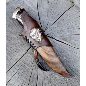 ВАРЯГ ІІІ ніж ручної роботи, клинок з високовуглецевої австрійської сталі s390 і cpm121rex в ламінаті з нержавіючого дамаску через макуме-гане, 64 HRC. Photo 2